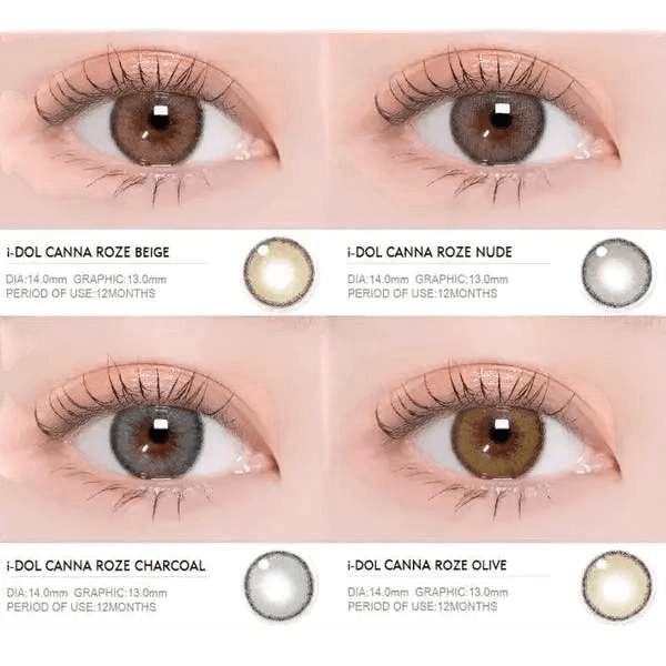 i-DOL Canna Roze Nude Brown — contact lens product information graphic