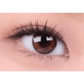 i-DOL Yurial Water Brown — single-eye close-up showing the contact lens appearance