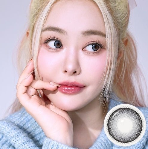 I-SHA Dekame Look At Me Gray colored contact lens, 13.6mm graphic diameter, Monthly wear