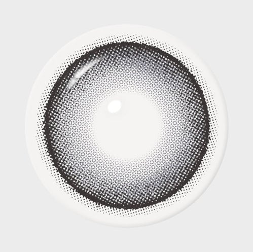 I-SHA Dekame Look At Me Gray colored contact lens, 13.6mm graphic diameter, Monthly wear