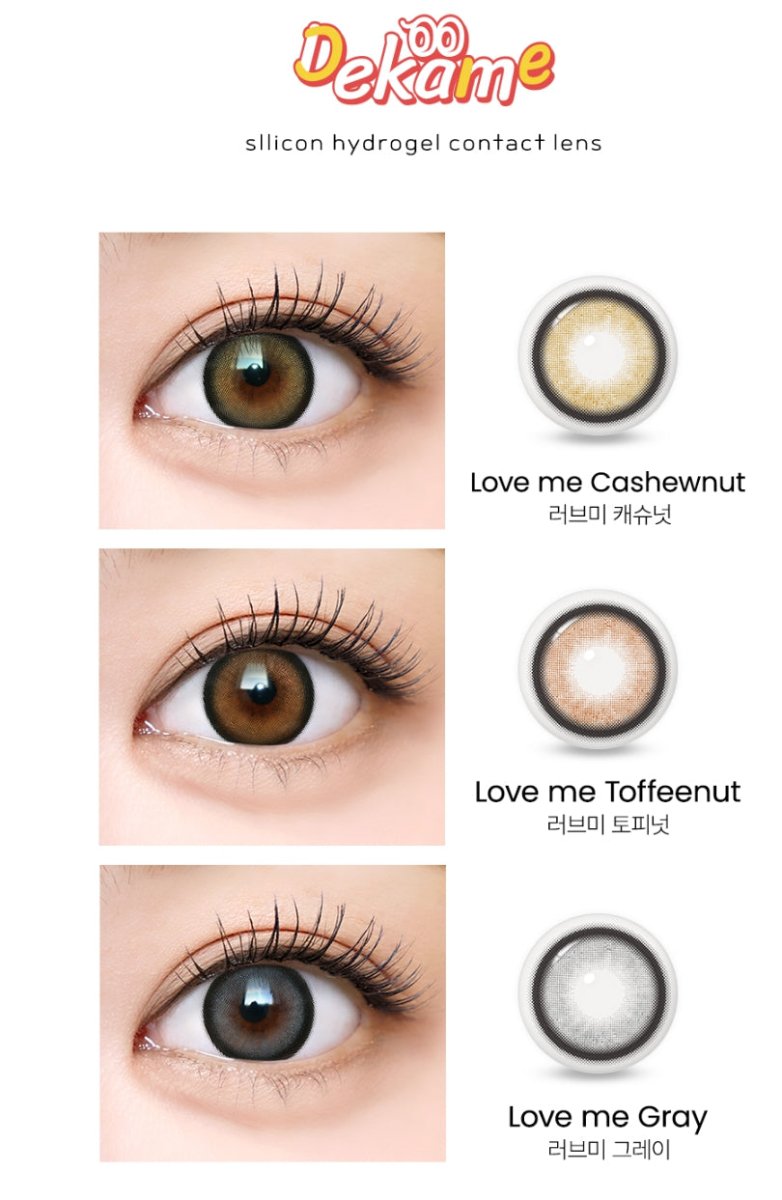 I-SHA Dekame Love Me Cashewnut Brown colored contact lens, 13.6mm graphic diameter, Monthly wear