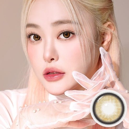 I-SHA Dekame Love Me Cashewnut Brown colored contact lens, 13.6mm graphic diameter, Monthly wear