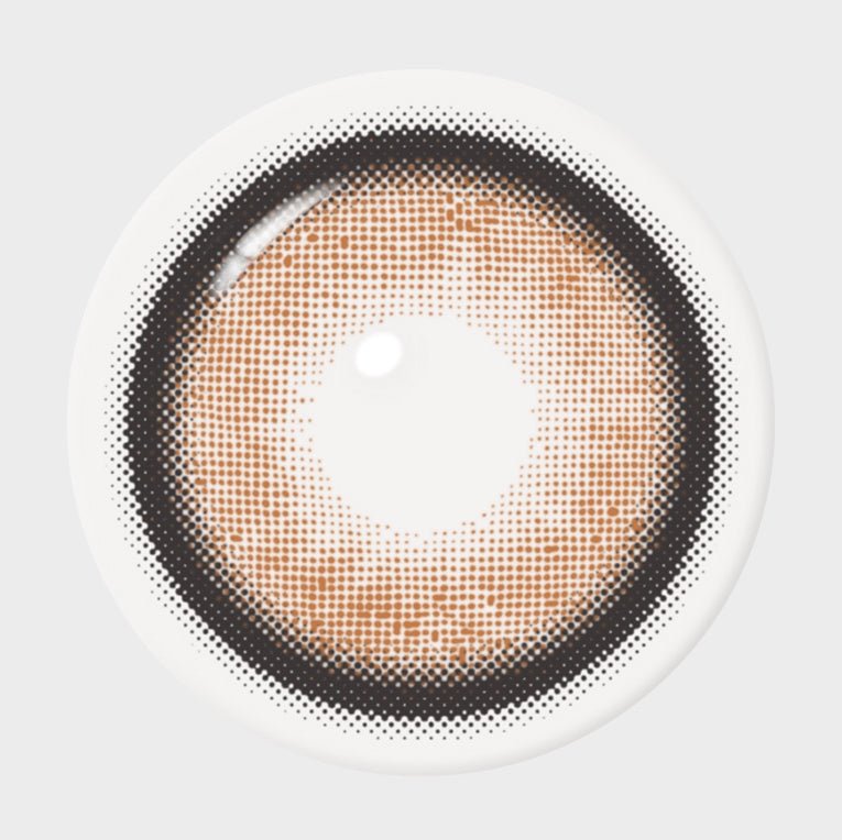 I-SHA Dekame Love Me Toffeenut Choco colored contact lens, 13.6mm graphic diameter, Monthly wear