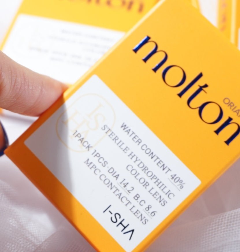 I-SHA Molton Ash Brown colored contact lens, 13.1mm graphic diameter, Monthly wear