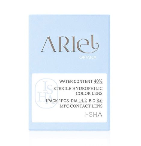 I-SHA Oriana Ariel Gray colored contact lens, 12.8mm graphic diameter, Monthly wear