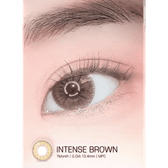 LensRang Intense Brown — single-eye close-up showing the contact lens appearance