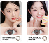 LensRang Sugar Cream Ash Black colored contact lens, 13.6mm graphic diameter, Monthly wear