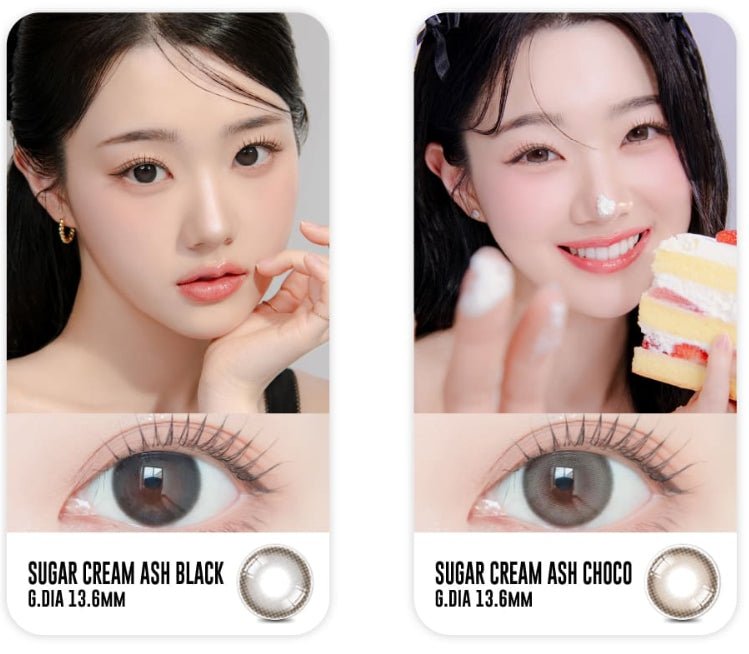 LensRang Sugar Cream Ash Brown colored contact lens, 13.6mm graphic diameter, Monthly wear