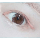 LensTown Back to Basic Street Ash Brown — single-eye close-up showing the contact lens appearance