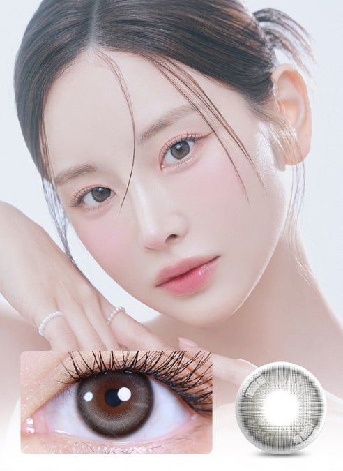 LensVery Butterflos Gray colored contact lens, 12.8mm graphic diameter, Monthly wear