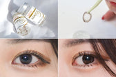 LensVery Jenny Brown colored contacts - on-eye and design reference collage