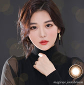 LensVery Jenny Brown colored contacts - model wearing the lenses