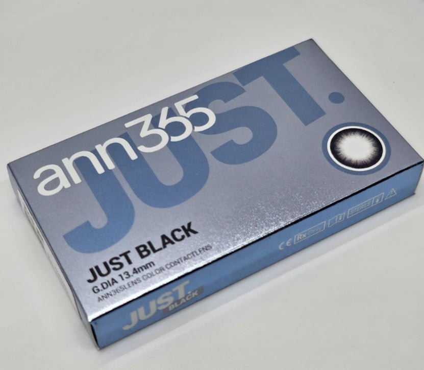 LensVery Just Black colored contact lens, 13.4mm graphic diameter, Monthly wear