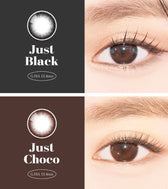 LensVery Just Black colored contact lens, 13.4mm graphic diameter, Monthly wear
