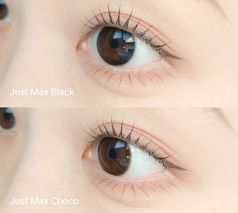 LensVery Just Max Black colored contact lens, 13.8mm graphic diameter, Monthly wear