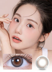 LensVery Powdery Brown colored contact lens, 13.4mm graphic diameter, Monthly wear