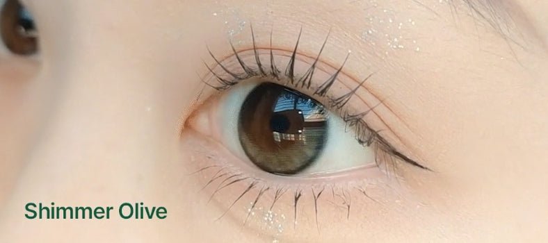 LensVery Shimmer Olive Green colored contact lens, 13.5mm graphic diameter, Monthly wear