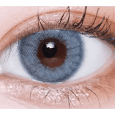 LensVery Silhouette2 Blue Gray — single-eye close-up showing the contact lens appearance