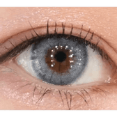 LensVery Silhouette2 Blue Gray — single-eye close-up showing the contact lens appearance