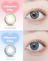 LensVery Silhouette Cream Beige Brown (10p) colored contact lens, 13.3mm graphic diameter, Daily wear