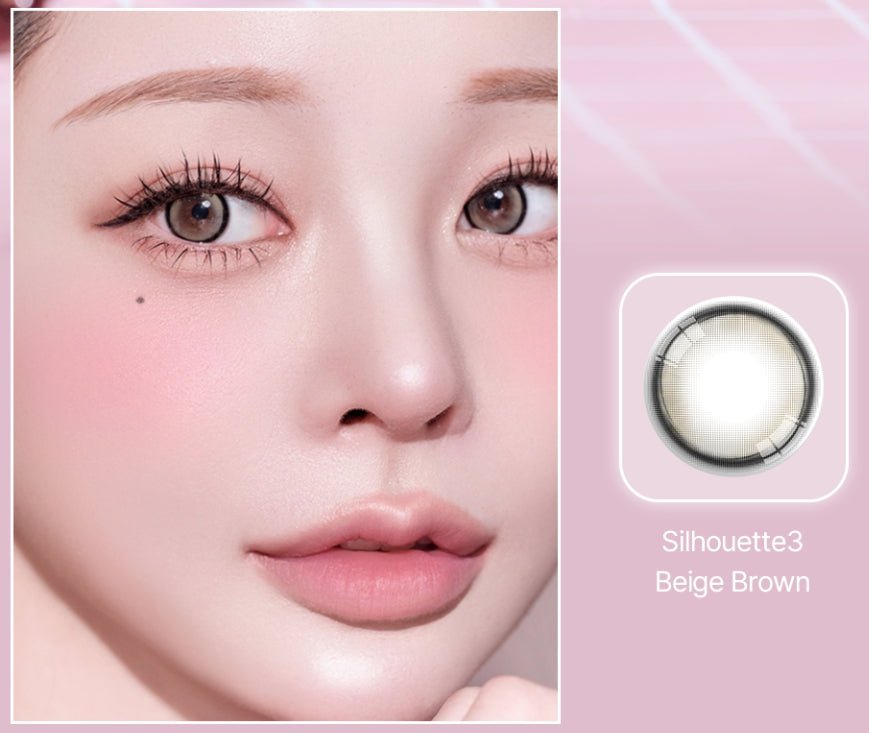 LensVery Silhouette3 Beige Brown colored contact lens, 13.5mm graphic diameter, Monthly wear