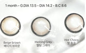 LensVery Silhouette3 Melting Gray colored contact lens, 13.5mm graphic diameter, Monthly wear