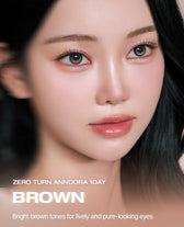 LensVery ZERO TURN Anndora Brown colored contacts - model wearing the lenses