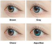 LensVery ZERO TURN Anndora colored contacts - on-eye and lens-pattern color comparison
