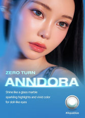LensVery ZERO TURN Anndora Aqua Blue colored contacts - model wearing the lenses