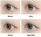 LensVery ZERO TURN Anndora colored contacts - on-eye and lens-pattern color comparison