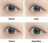 LensVery ZERO TURN Anndora colored contacts - on-eye and lens-pattern color comparison