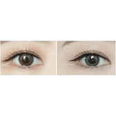 Olens Cherry Moon Brown — both eyes wearing the contact lenses