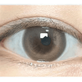 Olens Cherry Moon Brown — single-eye close-up showing the contact lens appearance