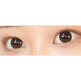Olens Coming Choco — both eyes wearing the contact lenses