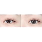 Olens Eyelighter Glowy Ash Gray — both eyes wearing the contact lenses