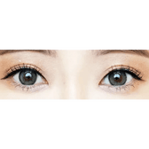 Olens Eyelighter Glowy Ash Gray — both eyes wearing the contact lenses