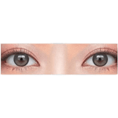 Olens Eyelighter Glowy Ash Gray — both eyes wearing the contact lenses