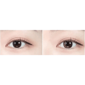 Olens Eyelighter Glowy Brown — both eyes wearing the contact lenses