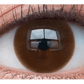Olens From Choco — single-eye close-up showing the contact lens appearance