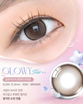 Olens Glowy Tear 1Day Brown (20P) colored contact lens, 13.3mm graphic diameter, Daily wear
