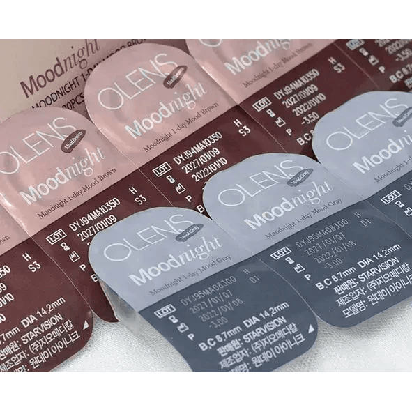 Olens Mood Night 1Day Mood Gray (10p) colored contact lens, 13.3mm graphic diameter, Daily wear