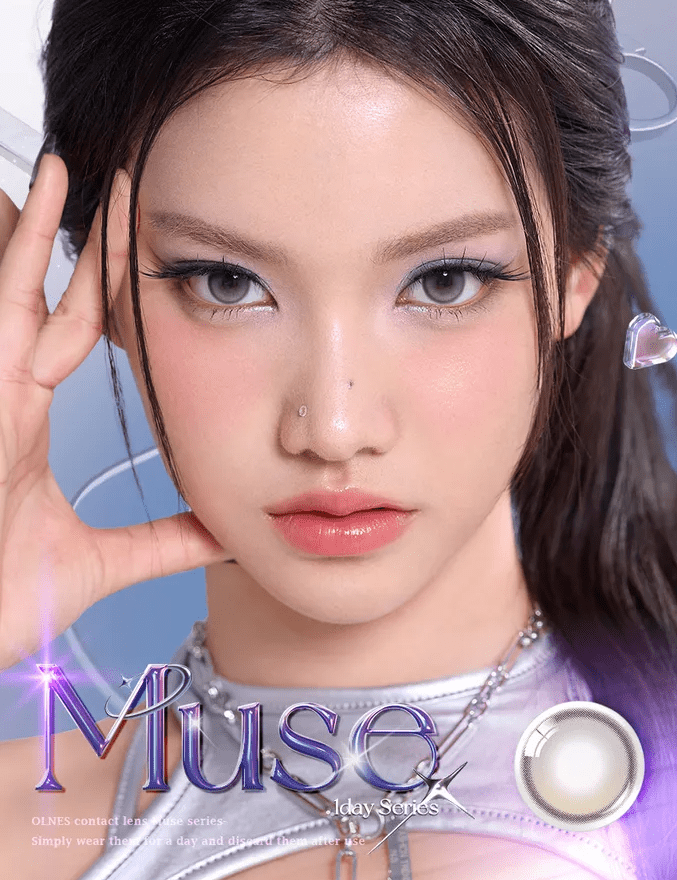 Olens Muse Shine Gray (10p) colored contact lens, 13.3mm graphic diameter, Daily wear