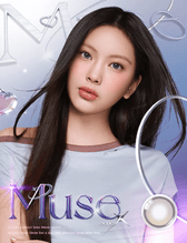 Olens Muse Shine Gray colored contact lens, 13.3mm graphic diameter, Monthly wear