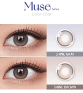 Olens Muse Shine Gray colored contact lens, 13.3mm graphic diameter, Monthly wear