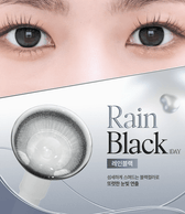 Olens Rain Black colored contact lens, 13.5mm graphic diameter, Monthly wear