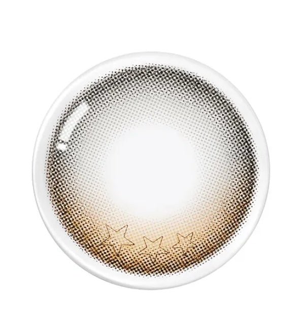 Olens Secret Star Brown colored contact lens, 12.9mm graphic diameter, Monthly wear