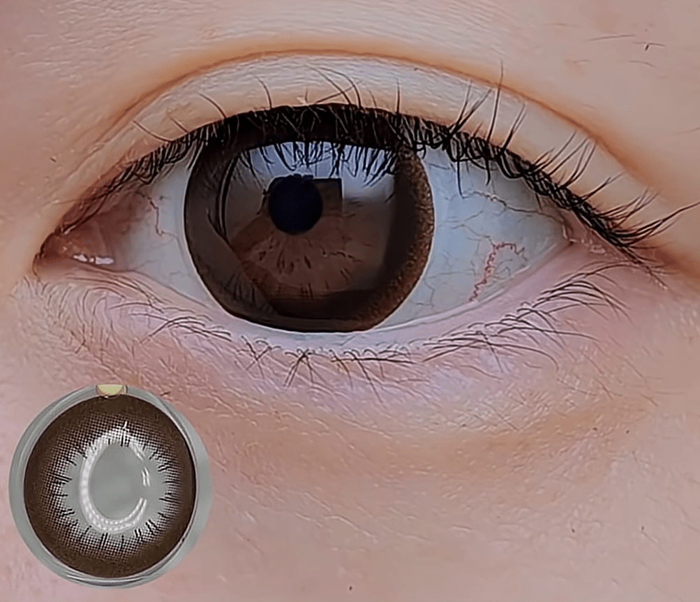 Olens TT2 Black Choco colored contact lens, 13.5mm graphic diameter, 3-6 Months wear