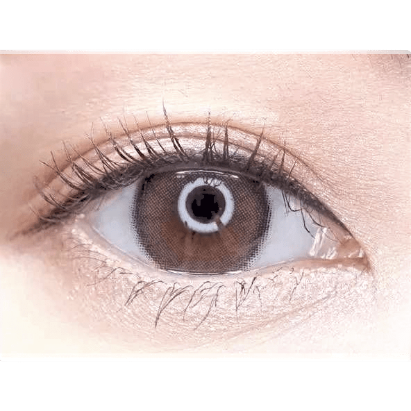 Olens ViVi Ring 1Day Choco (10p) — single-eye close-up showing the contact lens appearance
