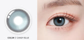 Romantea Bubbly Candy Blue Toric colored contact lens, 13.9mm graphic diameter, 3-6 Months wear
