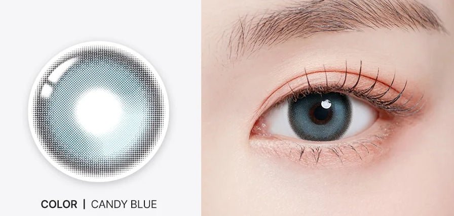 Romantea Bubbly Candy Blue Toric colored contact lens, 13.9mm graphic diameter, 3-6 Months wear